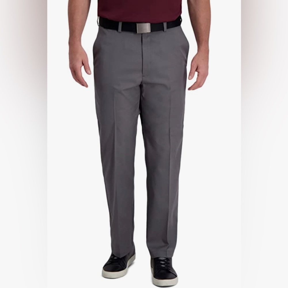 EUC Men’s Haggar H26 Gray Flat-Front Comfort Waistband Dress Pants, Size 38x30